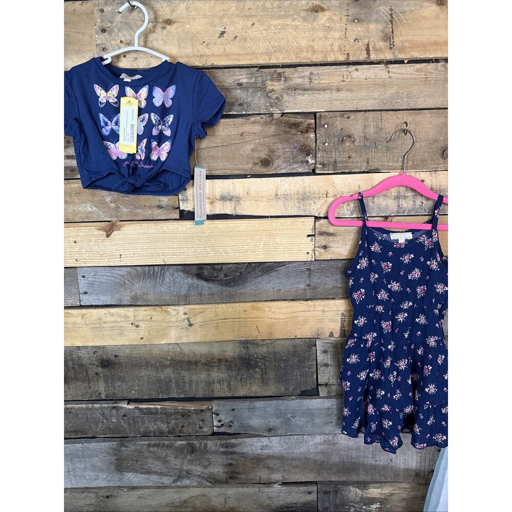 Social Academy Tie Front Tee And Sleeveless Dress, Navy, 3T